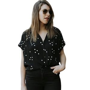 Madewell Black and White Polka Dot Blouse
